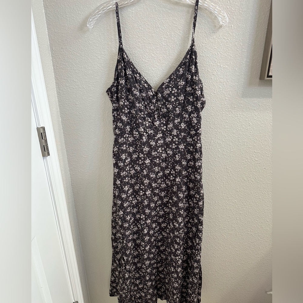 Navy midi dress with tie back